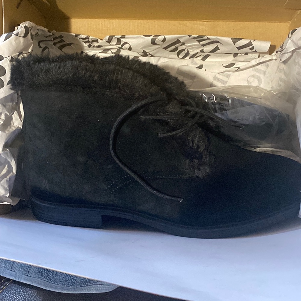 Brand new black Hush Puppies Bailey Fur Chukka booties